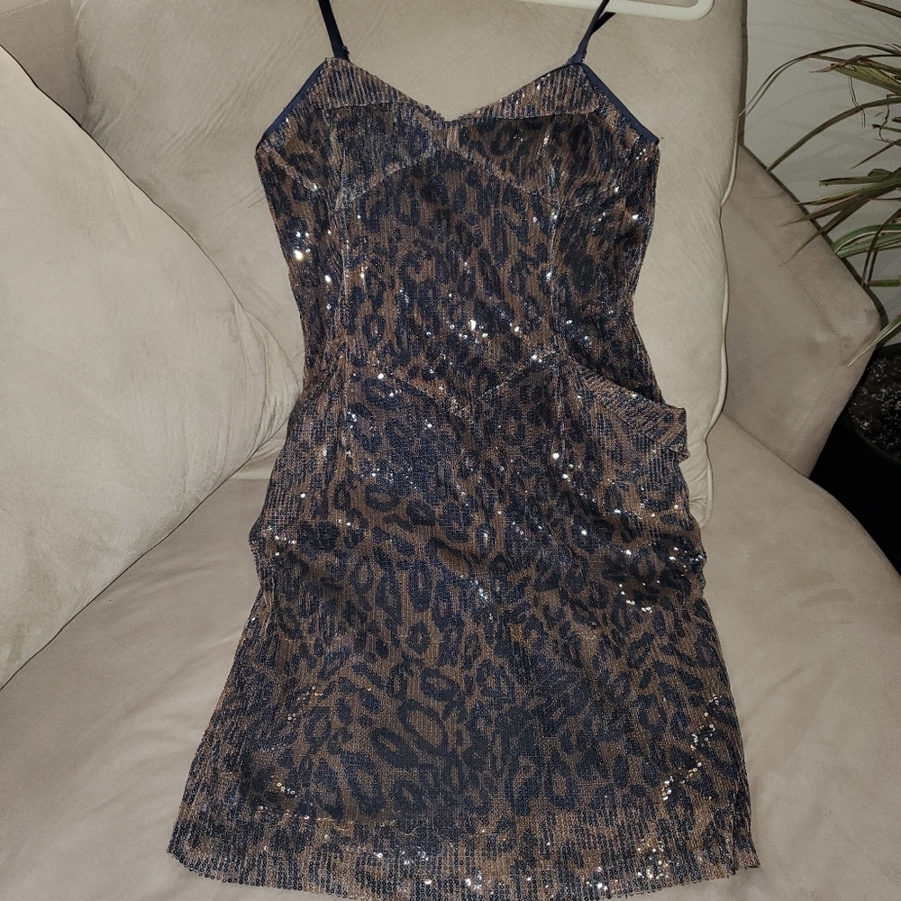 Sequin cheetah print party dress small nwt